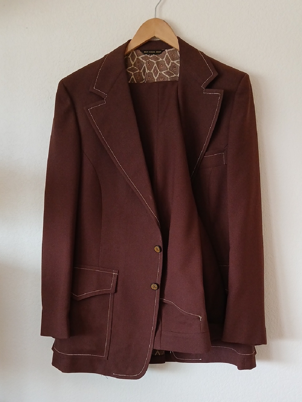 Vintage 70s Brown Western Curlee Suit Blazer Slacks
